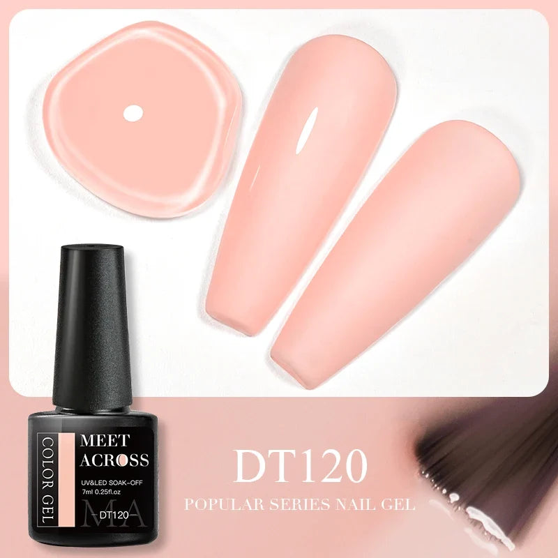 MEET ACROSS 5ml Pink Dried Flower Gel Nail Polish Natural Flower Fairy Nail Art Gel Soak Off UV LED Painting Varnishes For Nails 68
