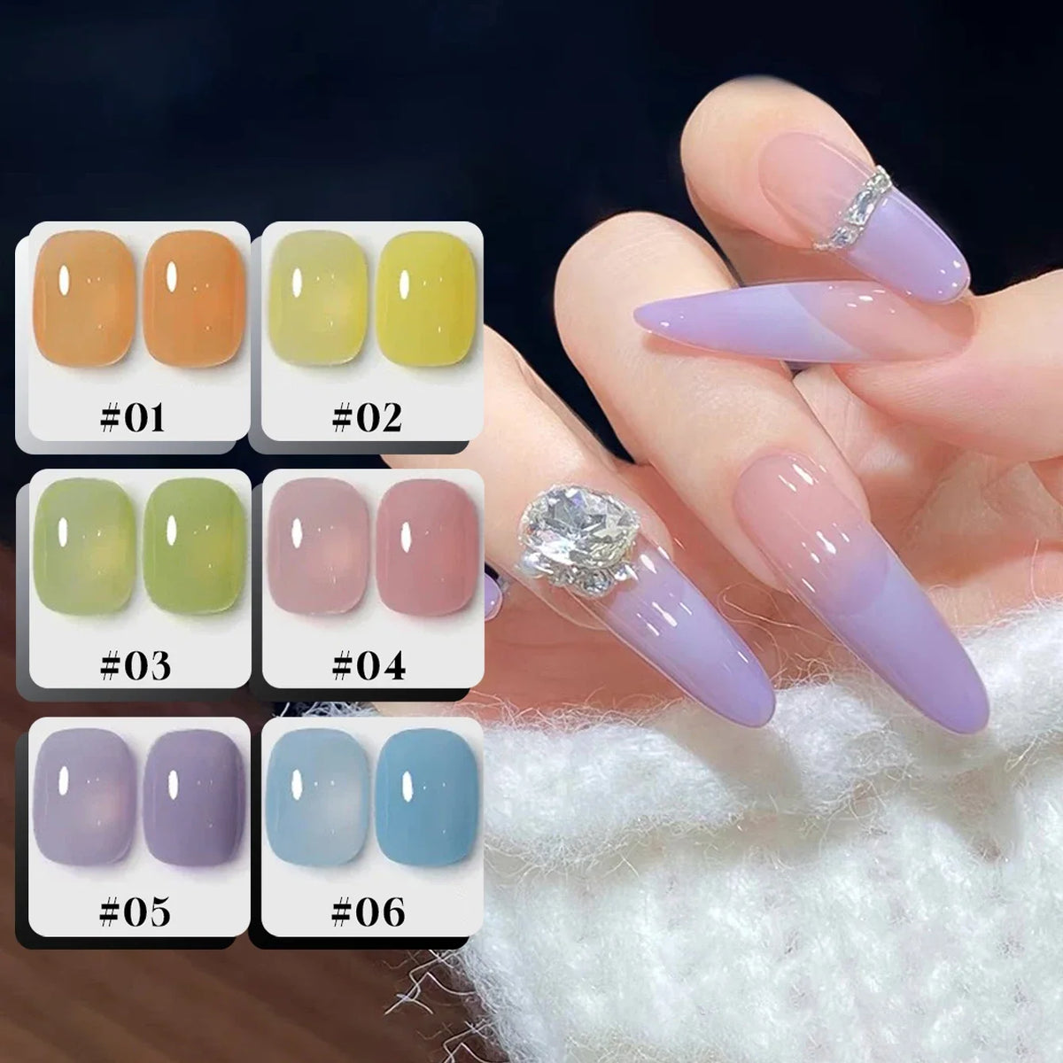 MIANEL 12ML 1-6PCS 2026 New Release Jelly Dopamine Candy Gel Nail Polish - Multi-Color Nude Sheer Finish Bestseller 2