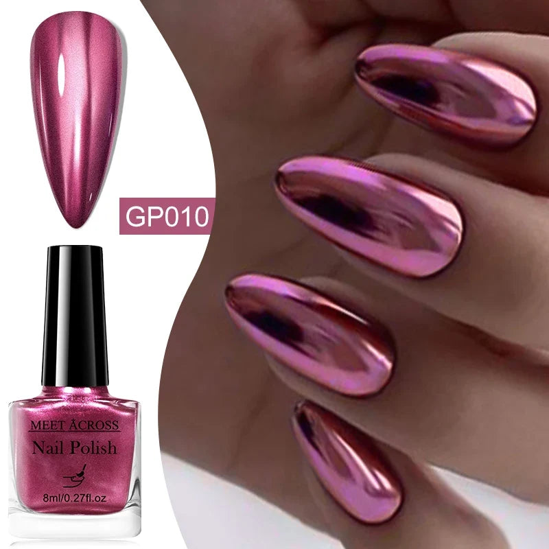 8ml Metallic Nail Polish Mirror Effect Fast Drying Long-Lasting Nails Art Polish DIY No Need Lamp Cure Manicure Nail Supplies 16