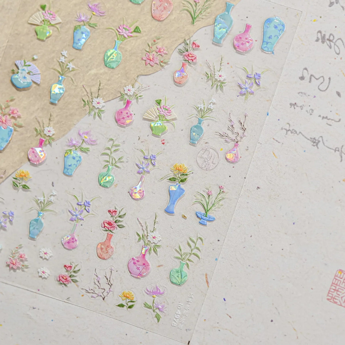 1pcs Dream Flower Window Shell Light Nail Art Stickers Japanese Flower Self Adhesive Stickers Press On Nails Decoration Decals 45