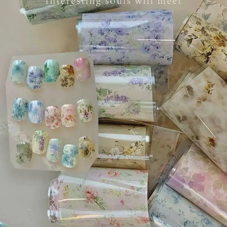 10Rolls Plaid Thousand-Bird Bow  Stars Nail Foils Transfer Paper  Nail Art Stickers  Manicure Set Decal  Nails Decoration 6