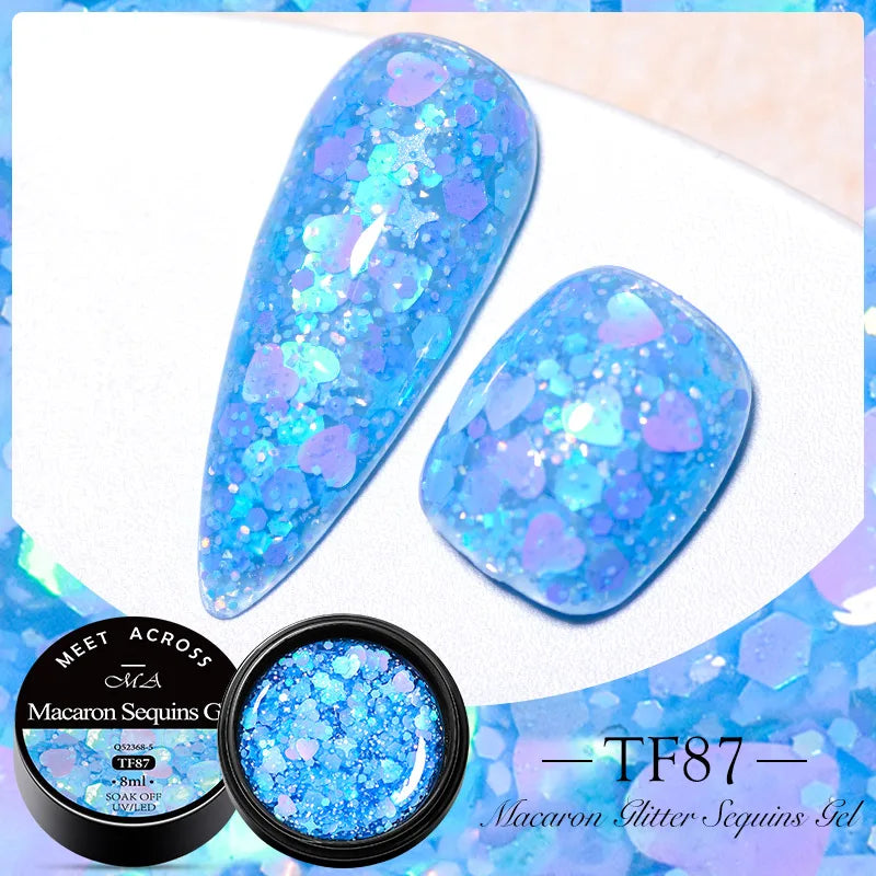 MEET ACROSS 5ml Pink Dried Flower Gel Nail Polish Natural Flower Fairy Nail Art Gel Soak Off UV LED Painting Varnishes For Nails 76