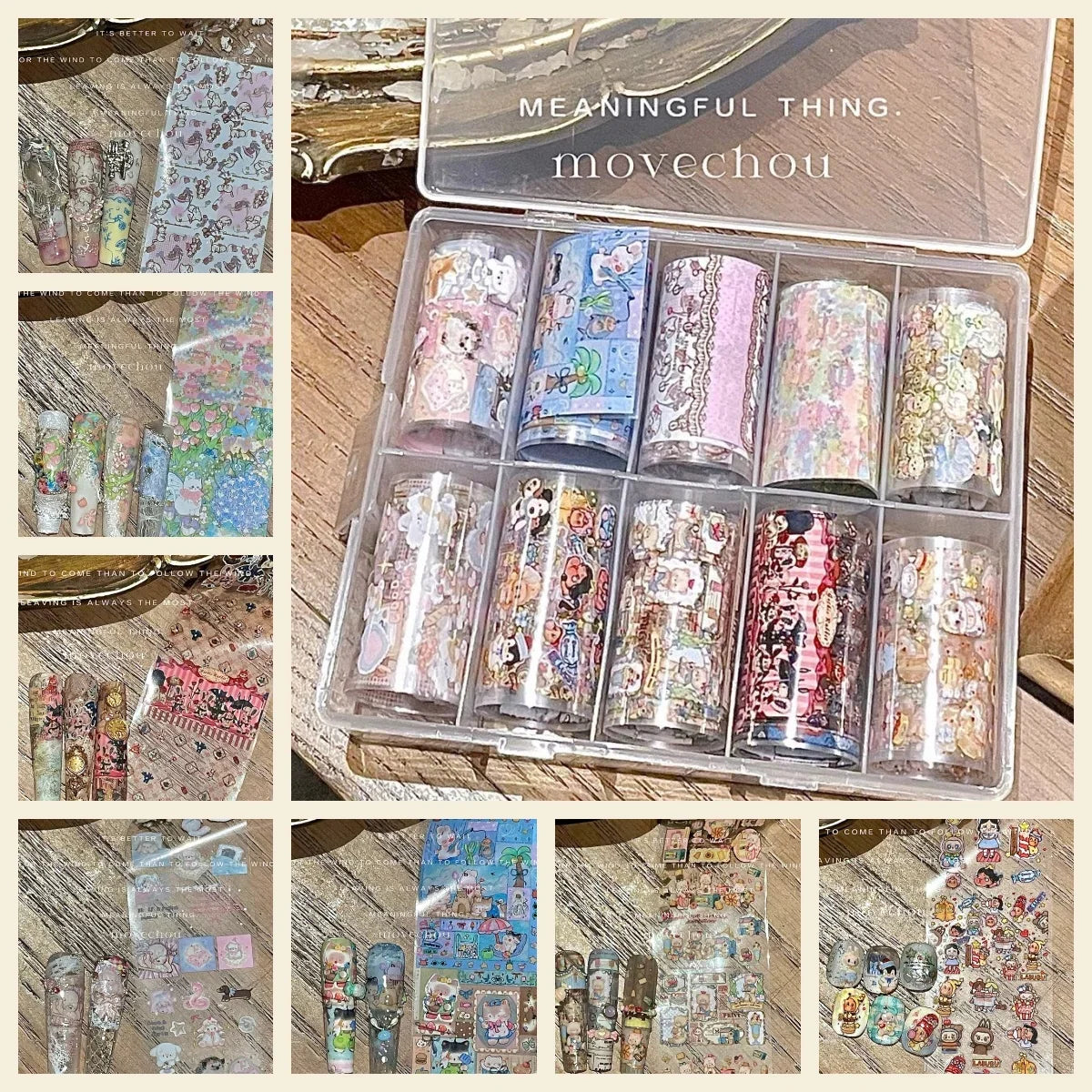 10Rolls Plaid Thousand-Bird Bow  Stars Nail Foils Transfer Paper  Nail Art Stickers  Manicure Set Decal  Nails Decoration 20