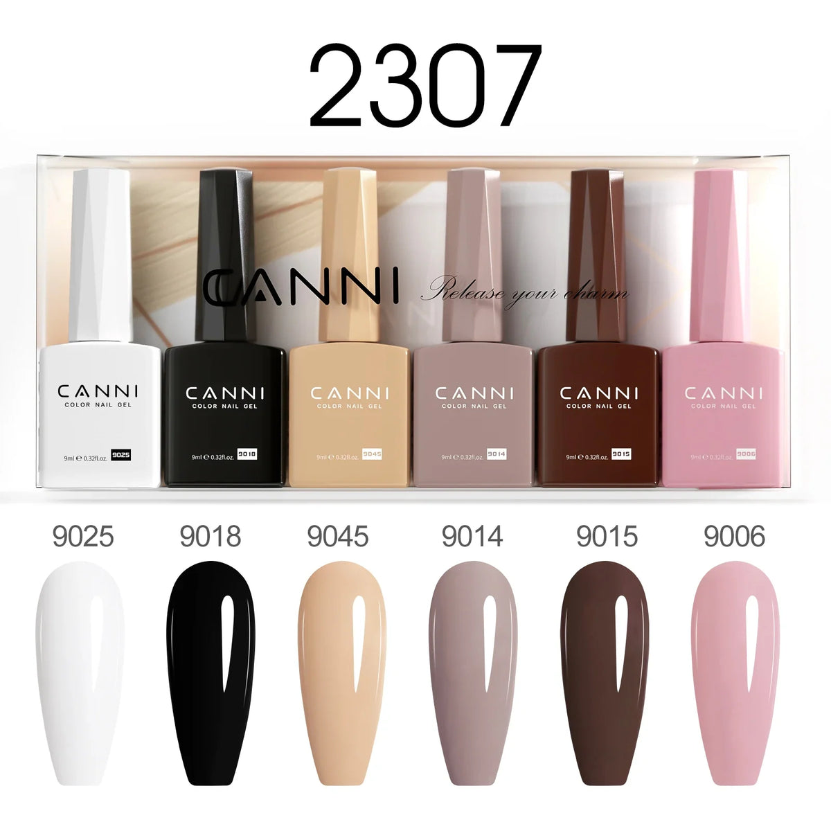 6pcs*9ml CANNI HEMA FREE Nail Gel Polish Set Gorgeous Color Semi Permanent Pigmented Painting Gel Soak off UV LED Gel Nails Kit 27