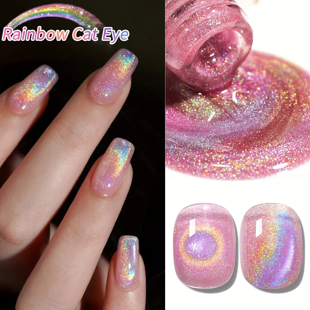 15Ml Rainbow Cat's Eye gel nail polish, UV LED curing, long-acting fast drying nail art gel - ideal gift for women For Spring 3