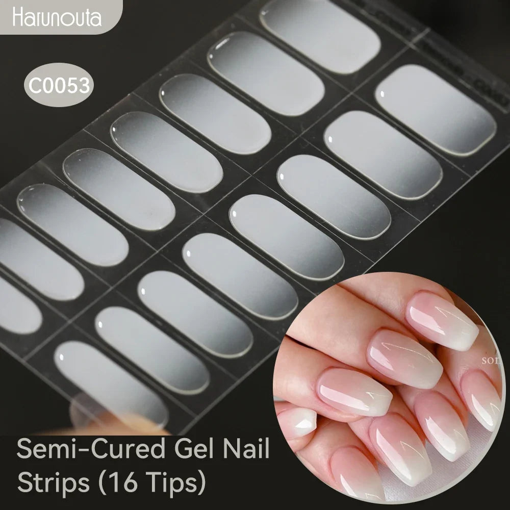 Gradient Auroras Semi Cured Gel Nail Strips Sparkly Shinning DIY Gel Polish Stickers for Nails Works with UV/LED Nail Lamps 80