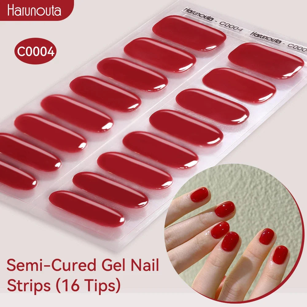 Gradient Auroras Semi Cured Gel Nail Strips Sparkly Shinning DIY Gel Polish Stickers for Nails Works with UV/LED Nail Lamps 53