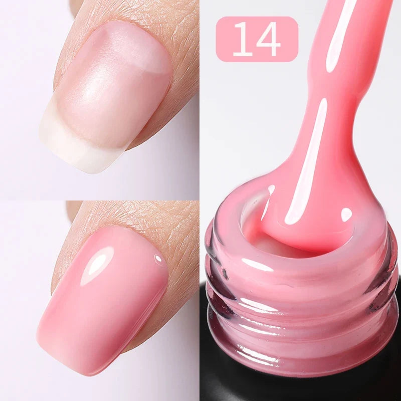 BORN PRETTY Milky Jelly Rubber Base Gel for Gel Nail Polish 15ml Russian Self-leveling Nude Color Soak Off Semi Permanent UV Gel 13