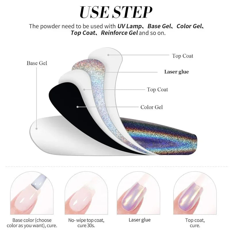 Rainbow Sparkle Holographic Nail Polish 7ml Multichrome Laser Glitter Nail Lacquer Quick-Dry Salon Professional Nail Art Polish 5