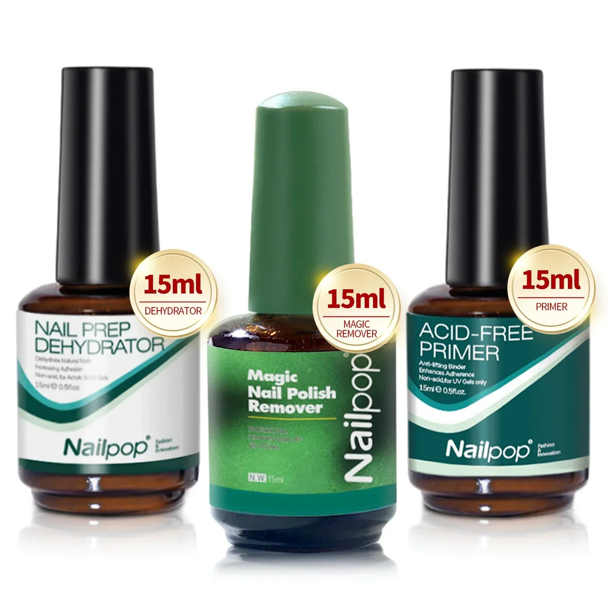 Nailpop Nail Dehydrator and Primer Acid Free Natural Nail Prep for Acrylic and UV Gel Nail Polish Fast Dry Superior Bonding Set 9