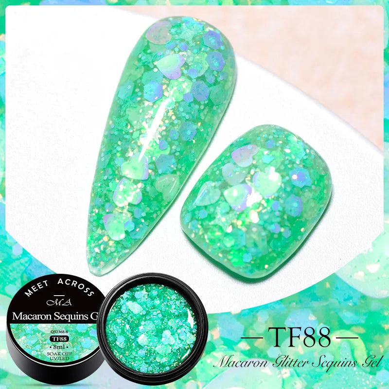 MEET ACROSS 5ml Pink Dried Flower Gel Nail Polish Natural Flower Fairy Nail Art Gel Soak Off UV LED Painting Varnishes For Nails 81