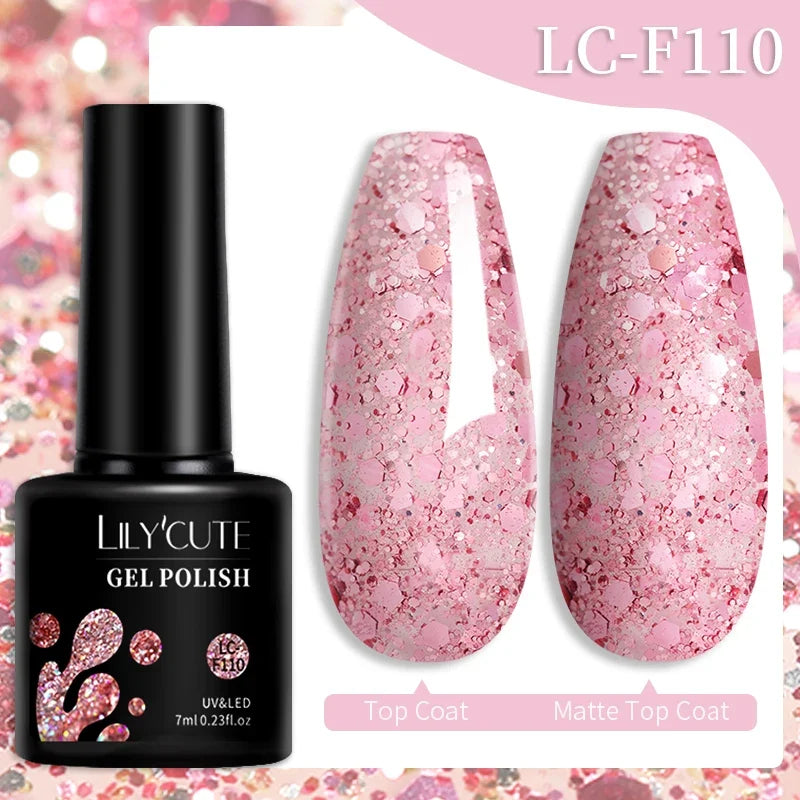 LILYCUTE 7ML Colorful Gel Nail Polish 129 Colors Long Lasting For Manicure Semi Permanent Base Top Coat Nail Art UV Gel Varnish 115