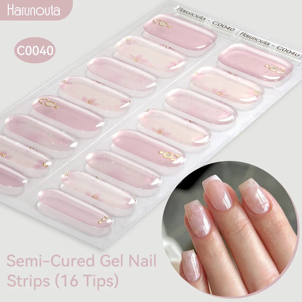 Gradient Auroras Semi Cured Gel Nail Strips Sparkly Shinning DIY Gel Polish Stickers for Nails Works with UV/LED Nail Lamps 66