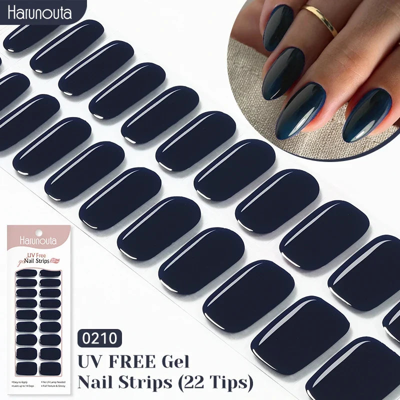 22strips UV Free Nail Gel Strips Loving Heart Gel Polish Nail Sticker Curing-free Adhesive Stickers for Nails Long Lasting Wrap 31