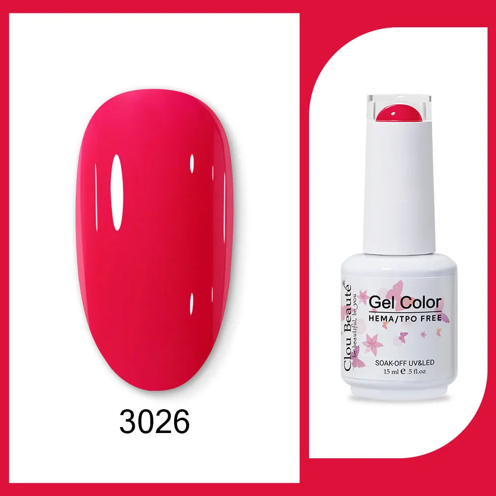 Clou Beaute 15ml Red Black White Green Neon Gel Nail Polish Base Top Coat Velvet Top 400 Colors Semi Permanent Gel Nail Varnish 65