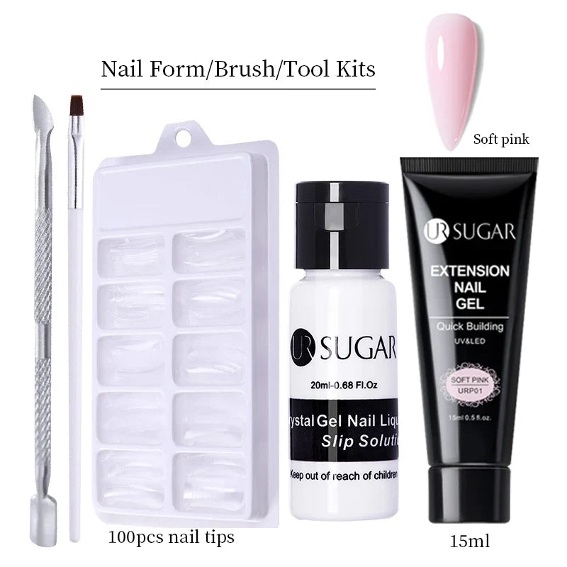 UR SUGAR 15ml Extension Gel Nail Polish Bright Nude White Clear Semi Permanent UV Hard Gel Nails Finger Prolong Gel Varnish Set 35