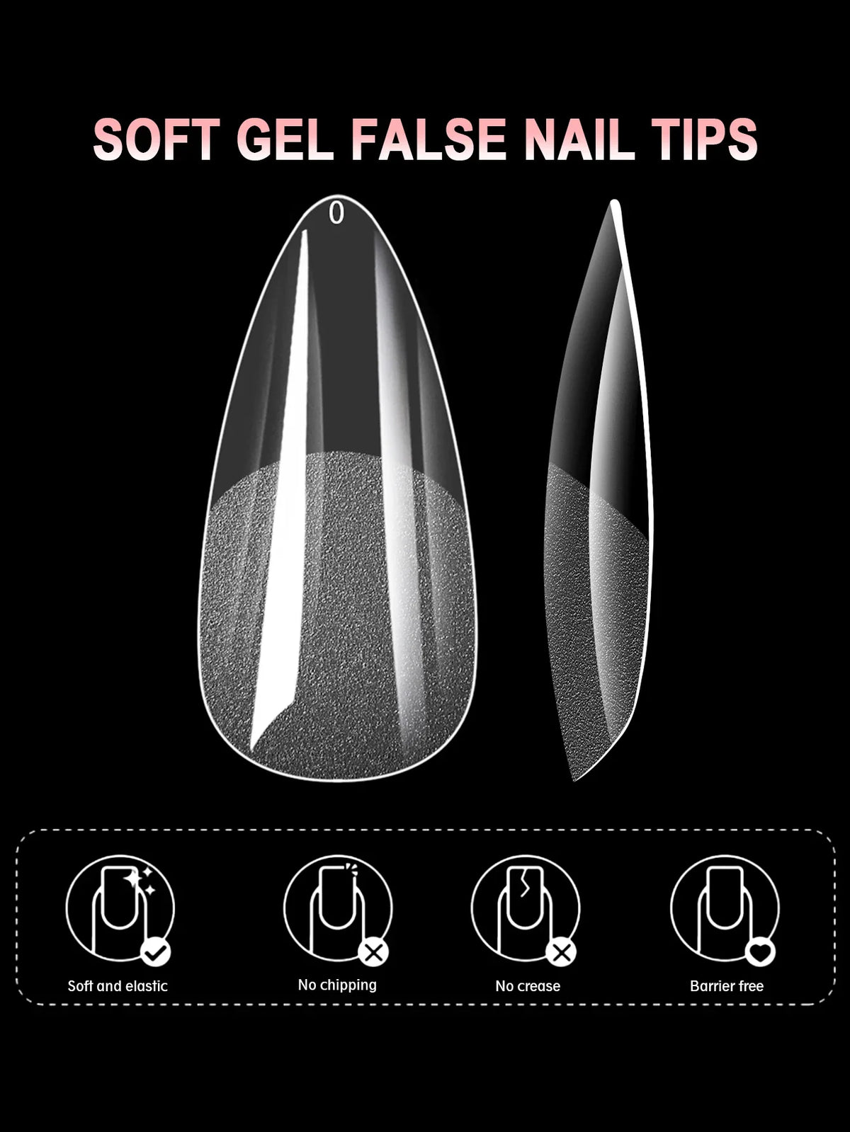 100/600Pcs Short Almond Nail Tips Soft Gel Nail Tips Full Cover False Nail Tips For Acrylic Nails  Salon Home Press On Nails 5