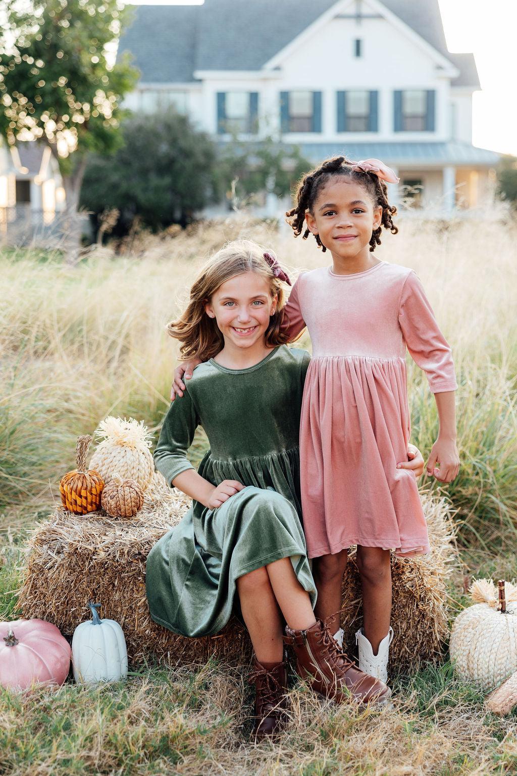 Sage Velvet Twirl Dress 2