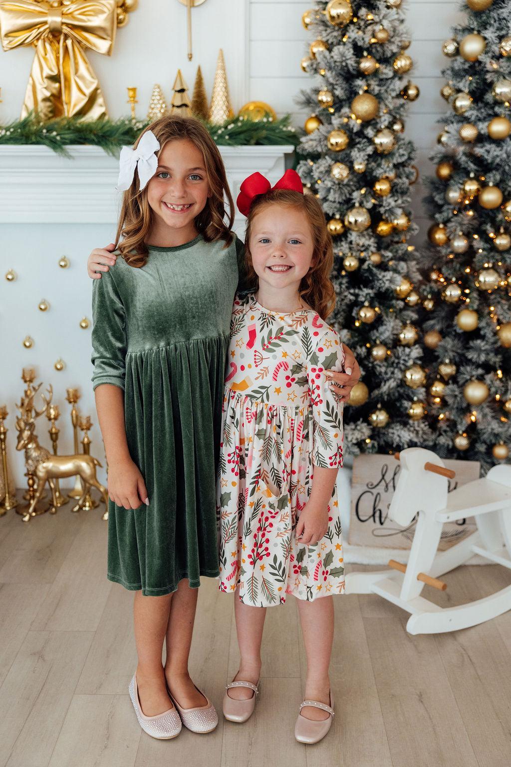 Sage Velvet Twirl Dress 4