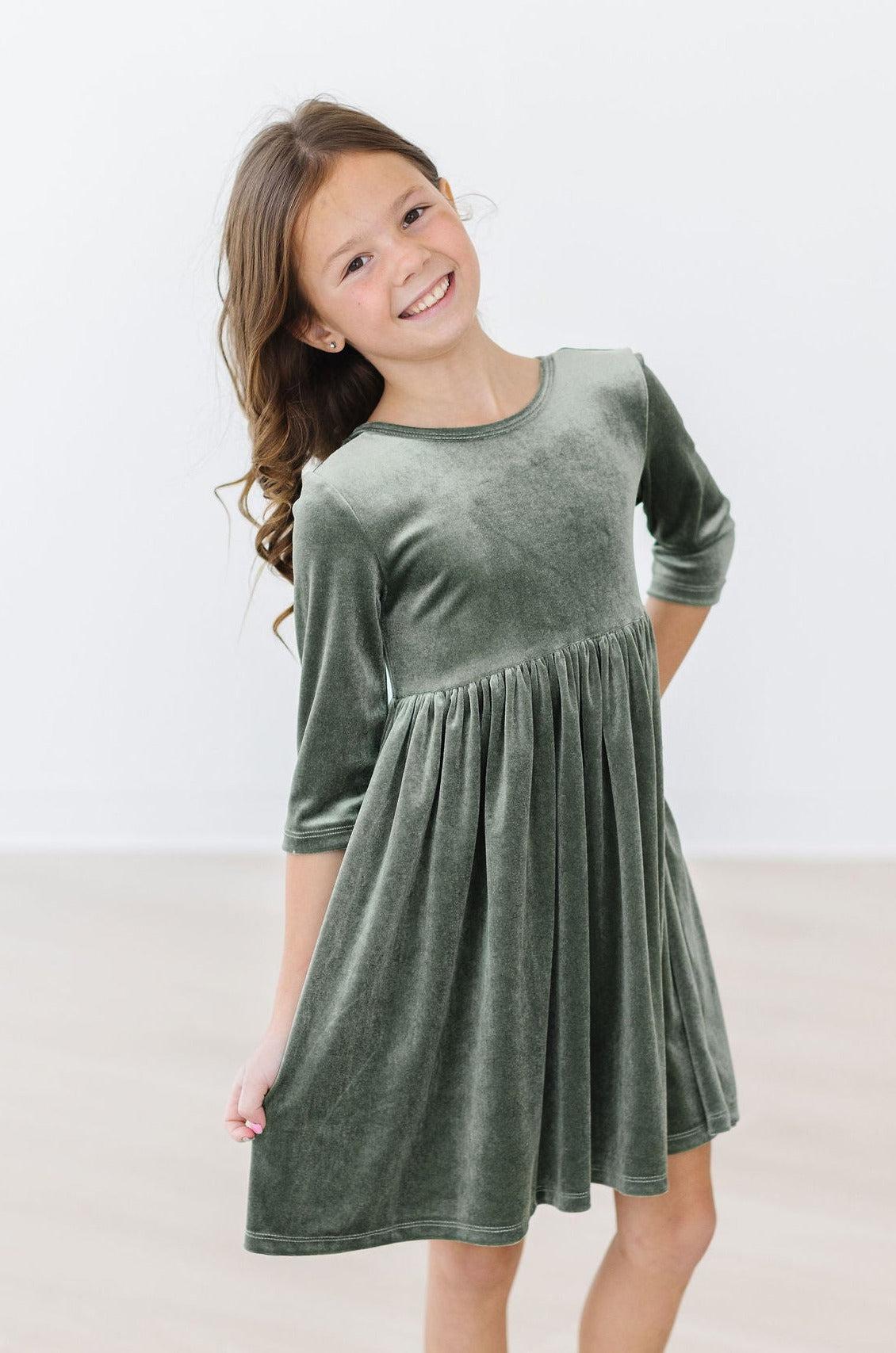 Sage Velvet Twirl Dress 8