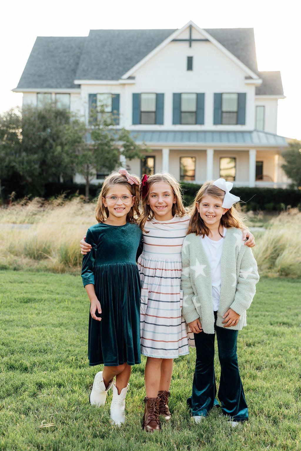 Fall Stripes 3/4 Sleeve Pocket Twirl Dress 2