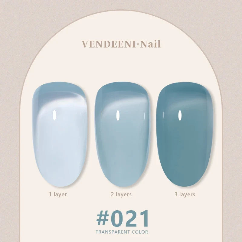 Vendeeni 24 Colors Jelly Transparent Gel Nail Polish Nude Pink Skin Color UV Soak Off Gel Varnish Jade Nail Art Gel Lacquer 15ml 21