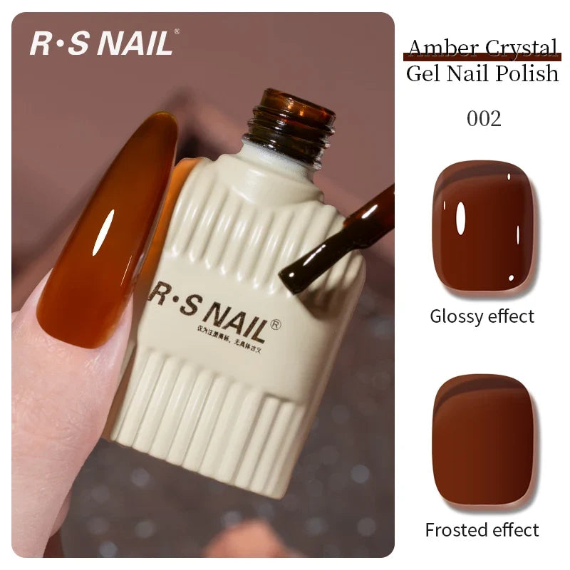 RSNAIL 10g Jelly Amber Gel Nail Polish Crystal Brown Nail Gel DIY Translucent Color Nail Art Gel Permanent UV Gel Polish Varnish 10