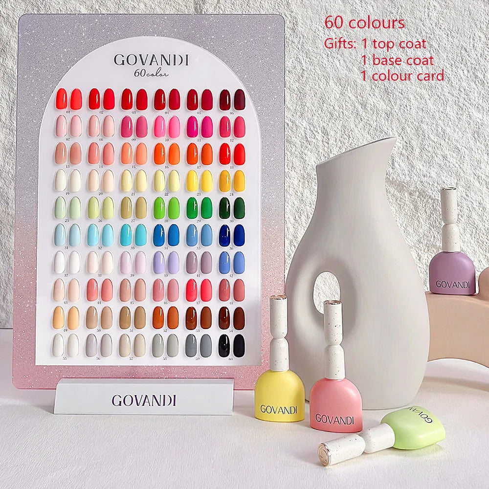 60 Colors Korean Style Loverly Macaron Gel Polish Set 15ML UV Gel Enamel Manicure Salon Soak Off Nail Polish Kit With Color Card 1