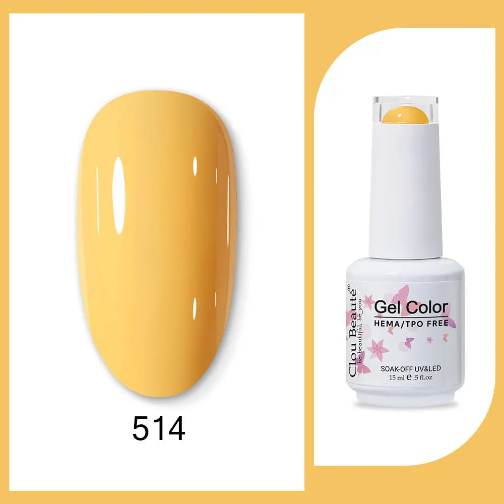 Clou Beaute 15ml Red Black White Green Neon Gel Nail Polish Base Top Coat Velvet Top 400 Colors Semi Permanent Gel Nail Varnish 68