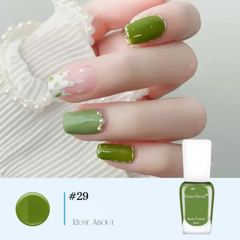 40 Colors No Bake Water-based Nail Polish Glitter Sequins Long-lasting Tearable Healthy Tearable Quick-drying Nude Nail Polish 33