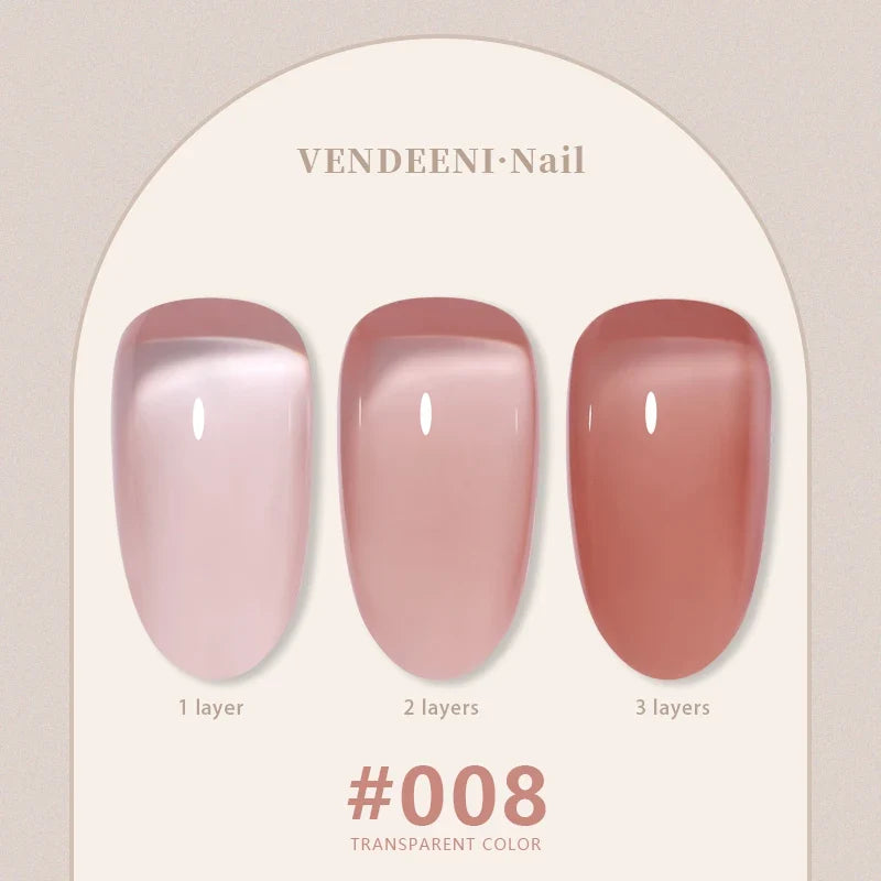 Vendeeni 24 Colors Jelly Transparent Gel Nail Polish Nude Pink Skin Color UV Soak Off Gel Varnish Jade Nail Art Gel Lacquer 15ml 16