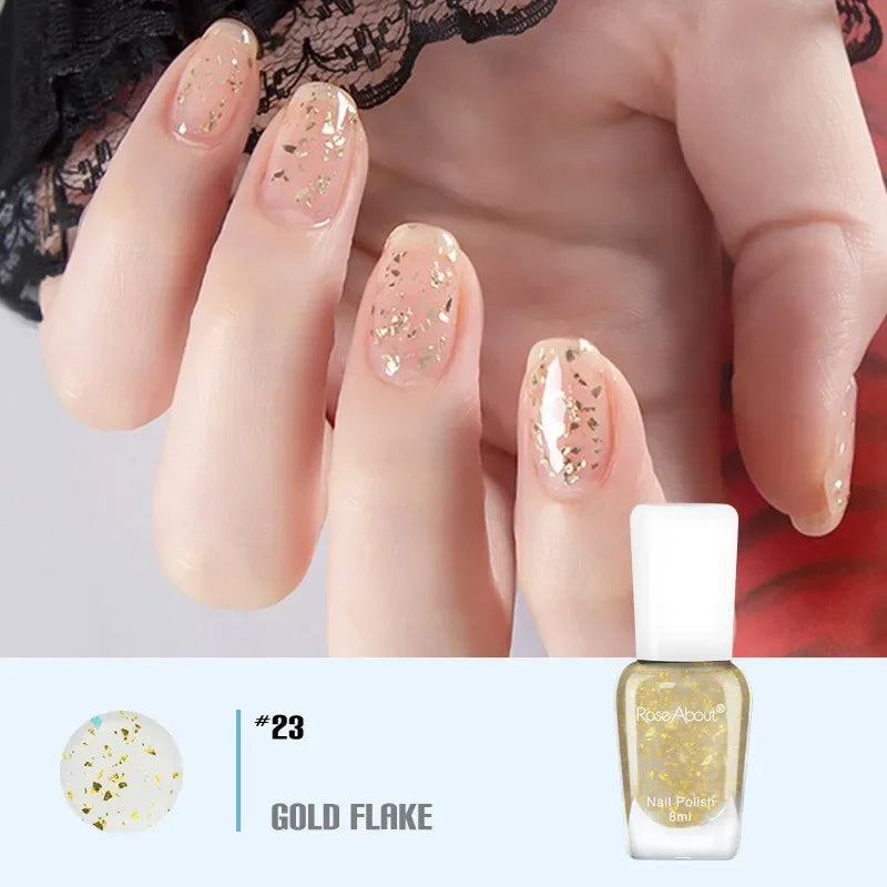 40 Colors No Bake Water-based Nail Polish Glitter Sequins Long-lasting Tearable Healthy Tearable Quick-drying Nude Nail Polish 9