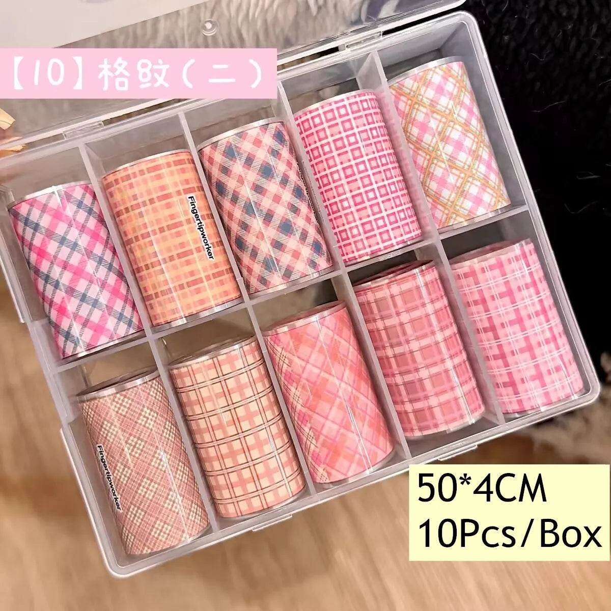 10Rolls Plaid Thousand-Bird Bow  Stars Nail Foils Transfer Paper  Nail Art Stickers  Manicure Set Decal  Nails Decoration 69