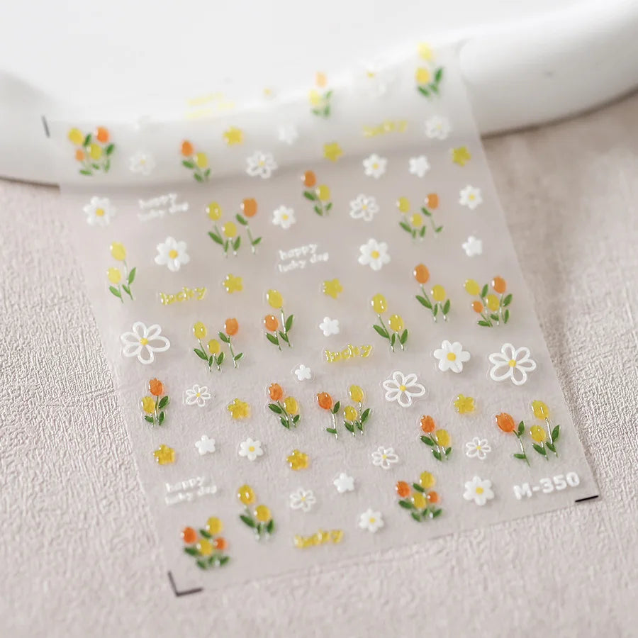 1pcs Dream Flower Window Shell Light Nail Art Stickers Japanese Flower Self Adhesive Stickers Press On Nails Decoration Decals 19