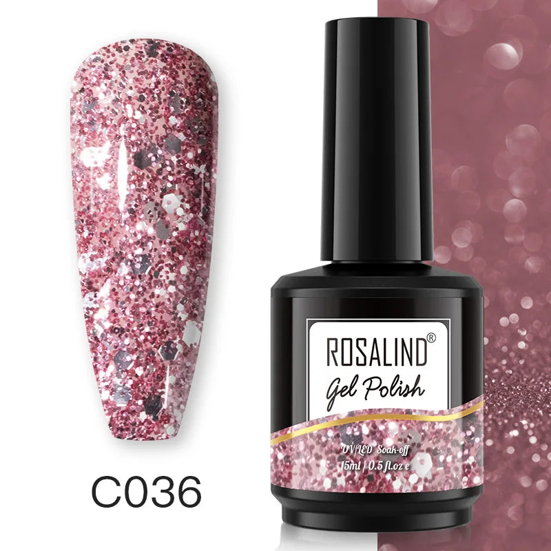 ROSALIND 7ml/15ml Summer Green Gel Nail Polish Semi Permanent Nail Art Manicure Soak Off Top Base Matt Hybrid Varnishes UV Gel 38