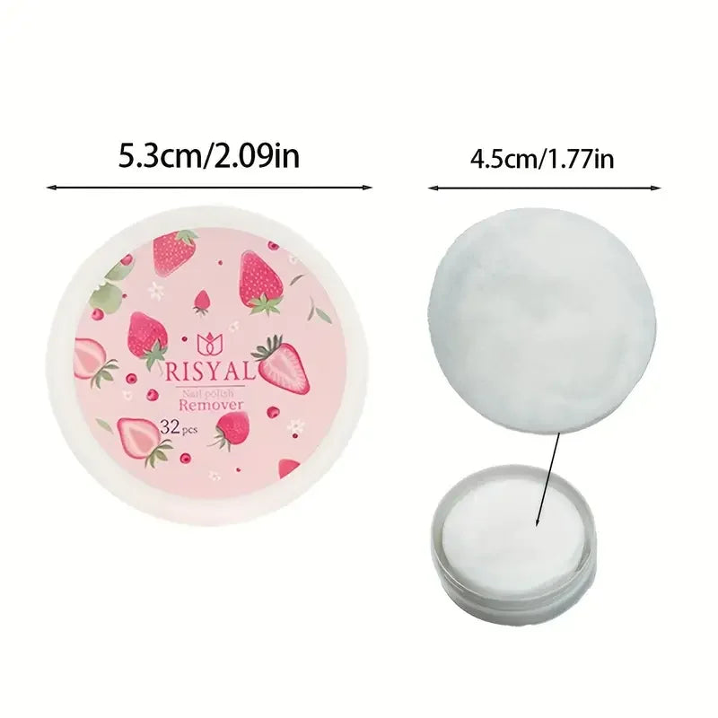 32pcs/Box Strawberry Nail Polish Remover Pads, Soft Absorbable Wipes for Easy Manicure & Pedicure Care 6