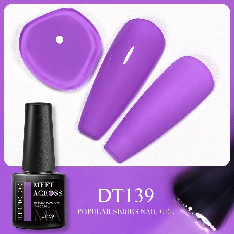 MEET ACROSS 5ml Pink Dried Flower Gel Nail Polish Natural Flower Fairy Nail Art Gel Soak Off UV LED Painting Varnishes For Nails 59