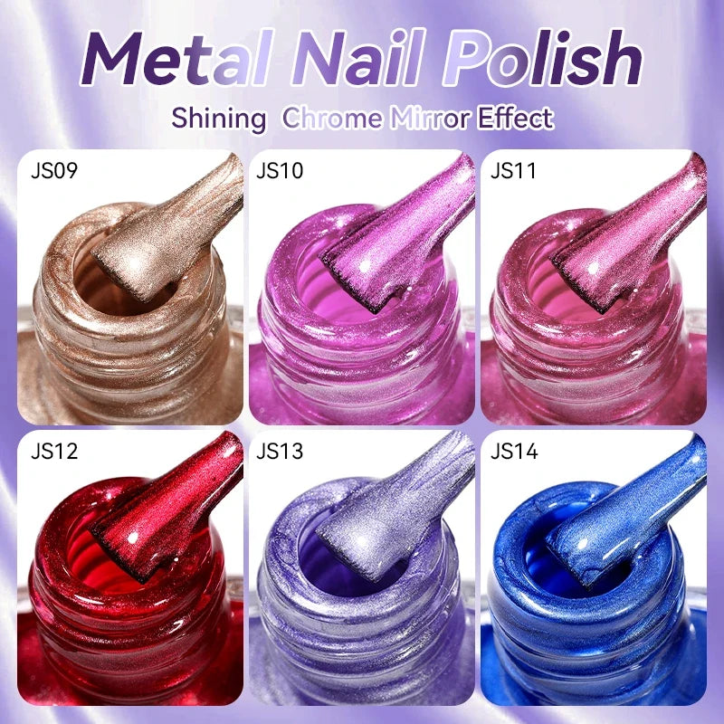 LILYCUTE 7ml  Mirror Metallic Nail Polish No Need of UV LED Lamp Nail Supplies Vernis Red Purple Mirror Effect for Nails 4