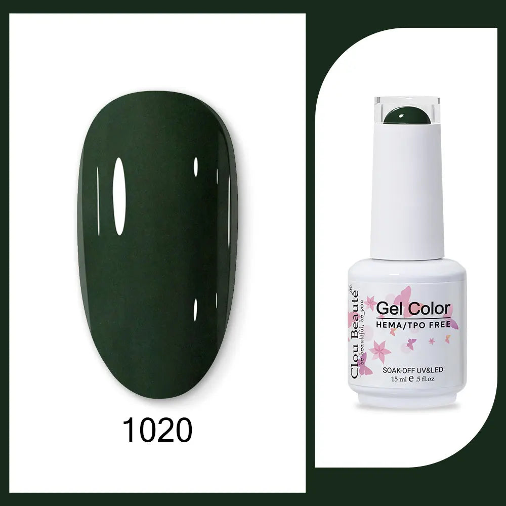 Clou Beaute 15ml Red Black White Green Neon Gel Nail Polish Base Top Coat Velvet Top 400 Colors Semi Permanent Gel Nail Varnish 74