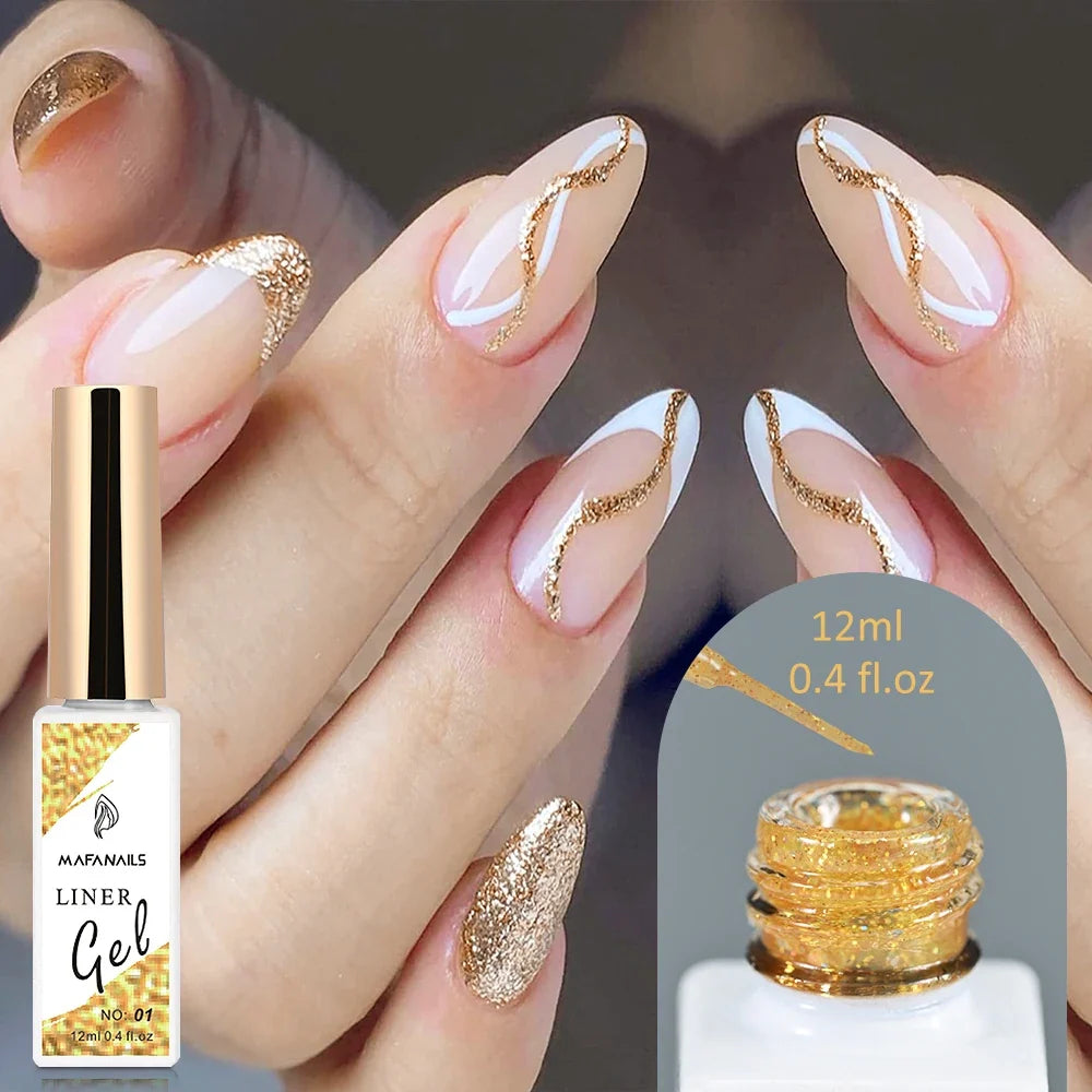 5/8/10/12ml 5D Metallic Painting Nail Gel Silver/Gold Liner Polish Mirror Chrome Effect Gel Nail Polish Soak Off UV/LED Drawing^ 7