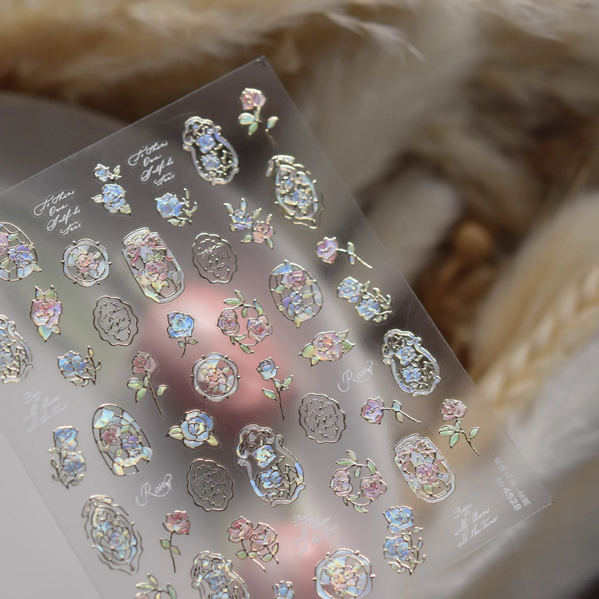 1pcs Dream Flower Window Shell Light Nail Art Stickers Japanese Flower Self Adhesive Stickers Press On Nails Decoration Decals 4