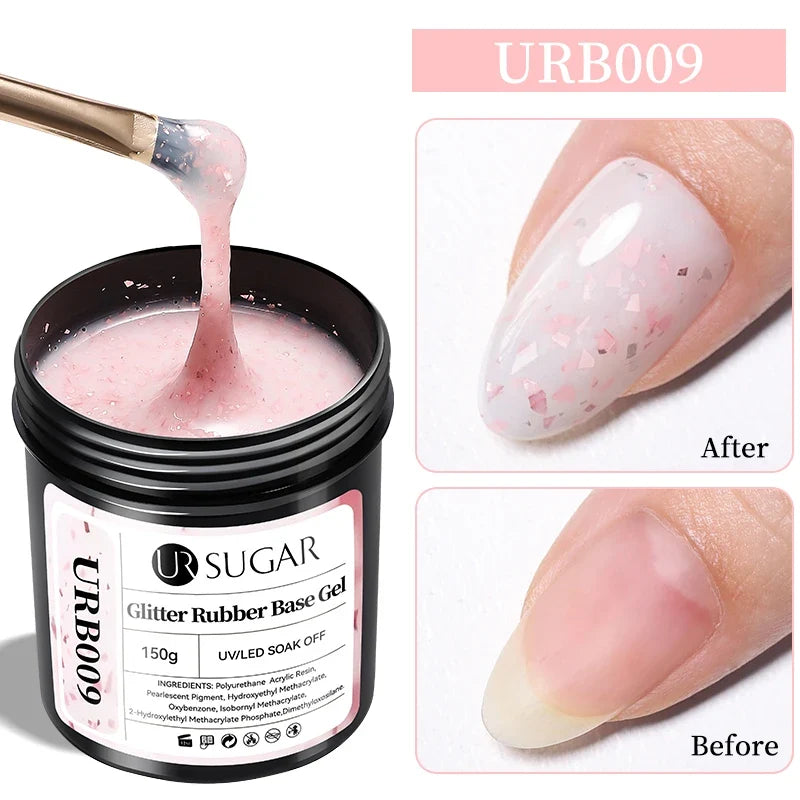 UR SUGAR 150g Rubber Base Gel Nail Polish Sparking Aurora Glitter Rubber Varnish Soak Off Semi permanent UV LED Gel Manicure 2