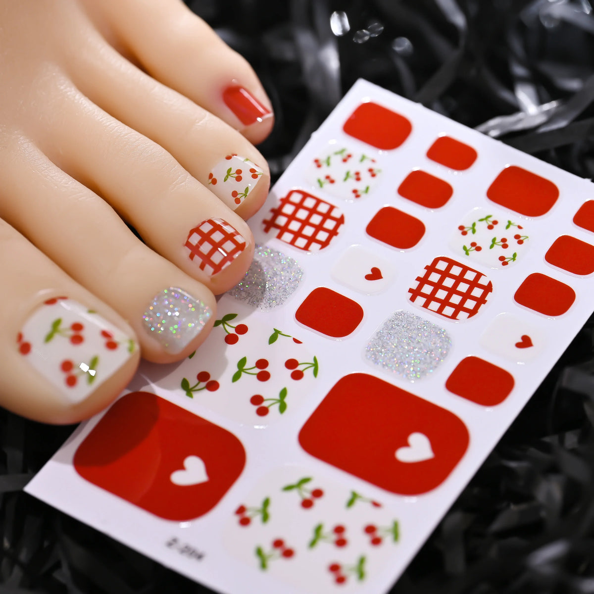 1pcs 22tips Gradient Glitter Full Toe Nail Wraps 3D Shiny Omber Pink/Purple/blue Toe Nail Polish Stickers Baking Free Toe Strips 16
