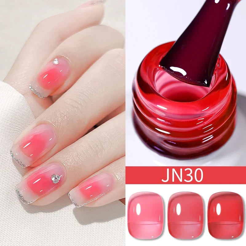 BORN PRETTY 10ml Blood Red Jelly Gel Nail Polish Halloween Nails Art Gel Polish Sheer Translucent Nail Gel for Winter Manicure 111