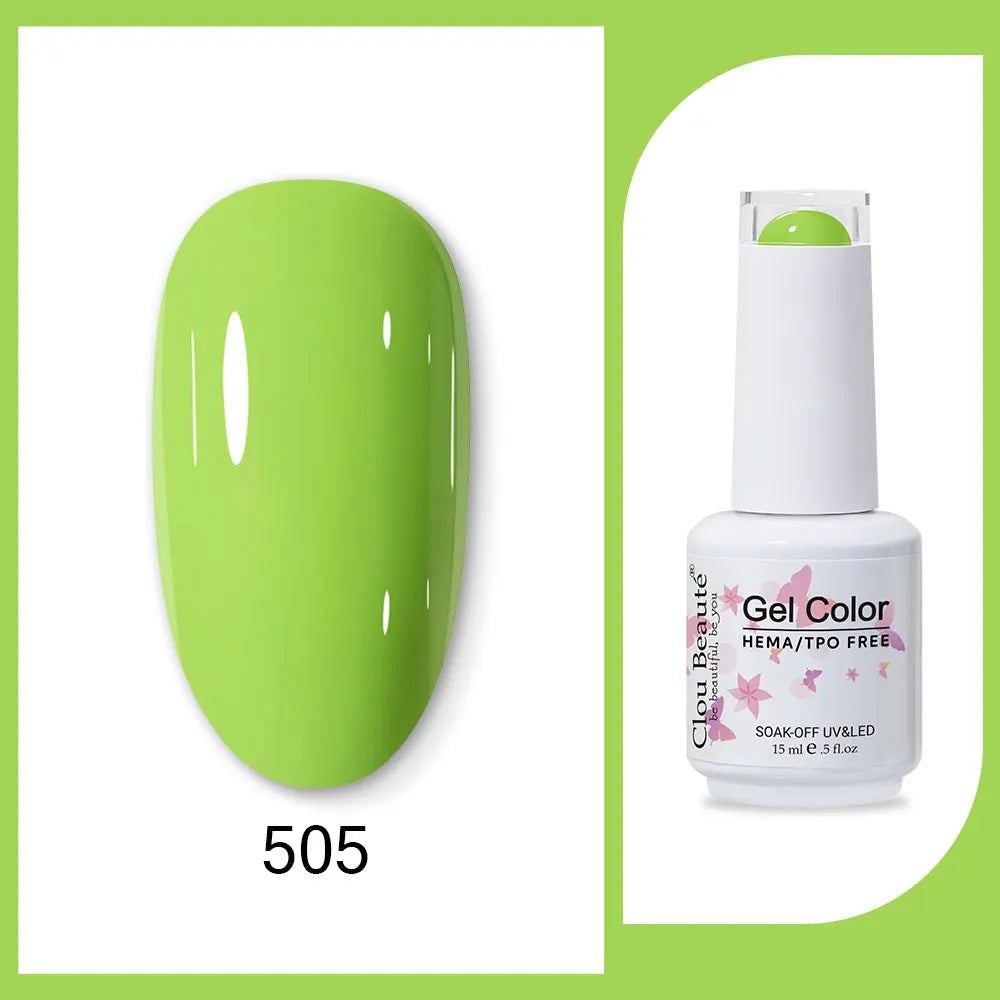 Clou Beaute 15ml Red Black White Green Neon Gel Nail Polish Base Top Coat Velvet Top 400 Colors Semi Permanent Gel Nail Varnish 63