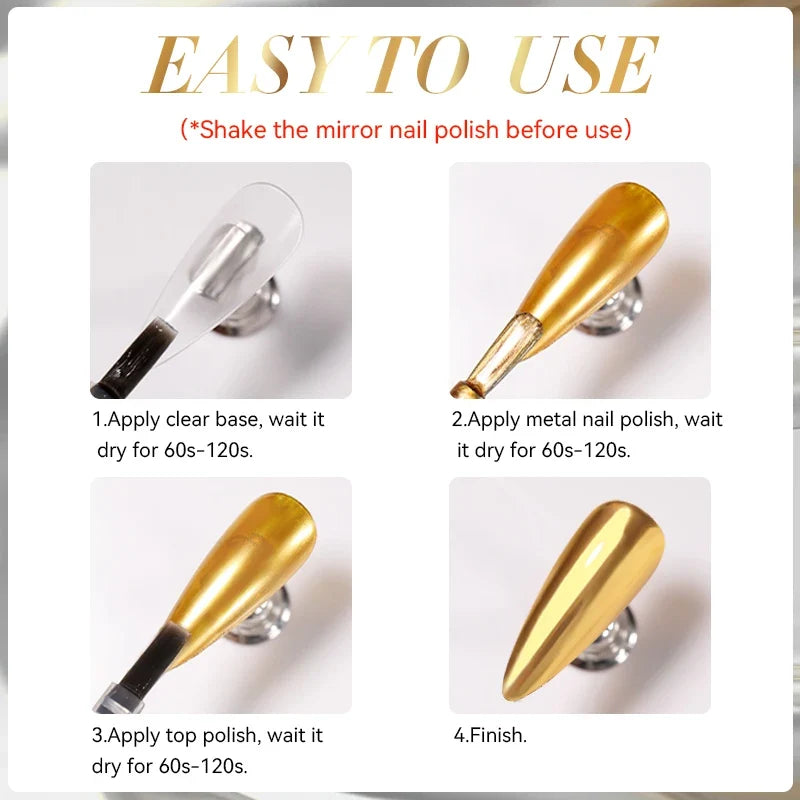 LILYCUTE 7ml Mirror Silver Metallic Nail Polish Super Bright Metal Effect Nail Art Varnish Fast Drying No Need Lamp For Manicure 6