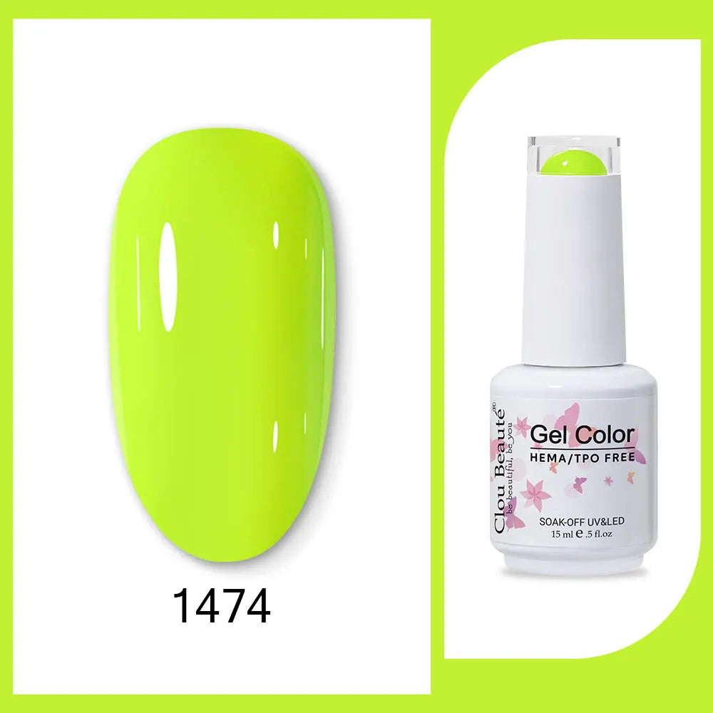 Clou Beaute 15ml Red Black White Green Neon Gel Nail Polish Base Top Coat Velvet Top 400 Colors Semi Permanent Gel Nail Varnish 112