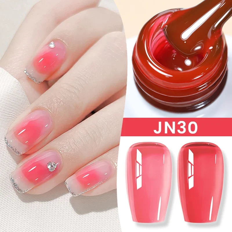 BORN PRETTY Jelly Nude Gel Nail Polish 10ml Light Pink Peach Translucent Color UV Light Cure Gel Varnish Nail Art DIY at Home 57