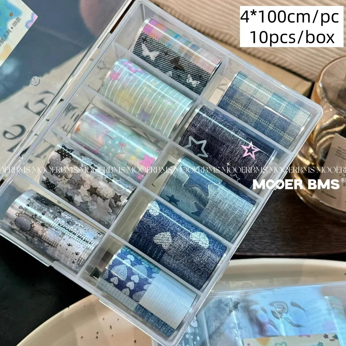 10Rolls Plaid Thousand-Bird Bow  Stars Nail Foils Transfer Paper  Nail Art Stickers  Manicure Set Decal  Nails Decoration 7