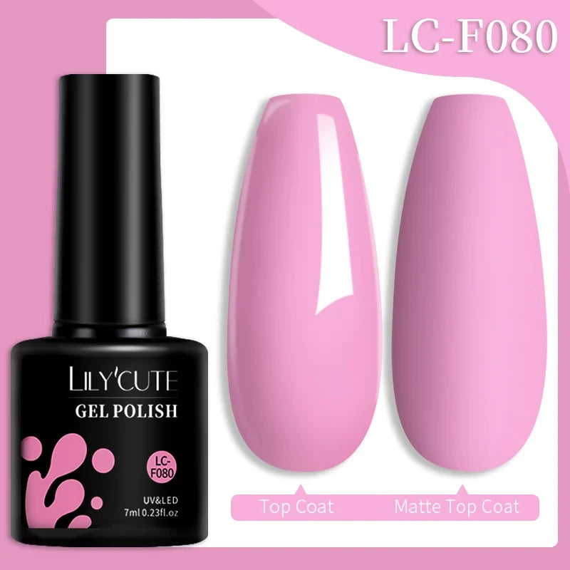 LILYCUTE 7ML Colorful Gel Nail Polish 129 Colors Long Lasting For Manicure Semi Permanent Base Top Coat Nail Art UV Gel Varnish 124